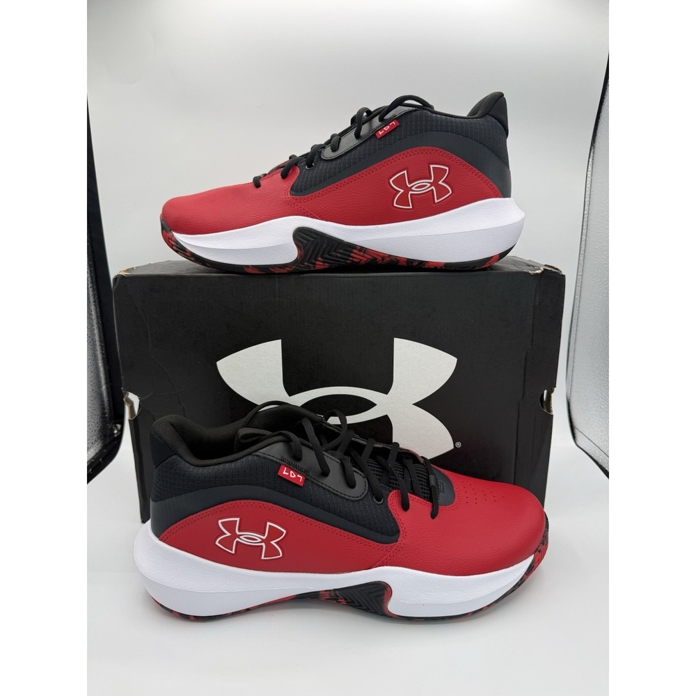 Under Armour UA Lockdown 7 Shoes Men Size 10.5 Red Black Basketball 3028512-600